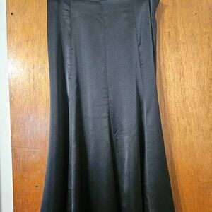 Zara Black Satin Midi Skirt Size Large